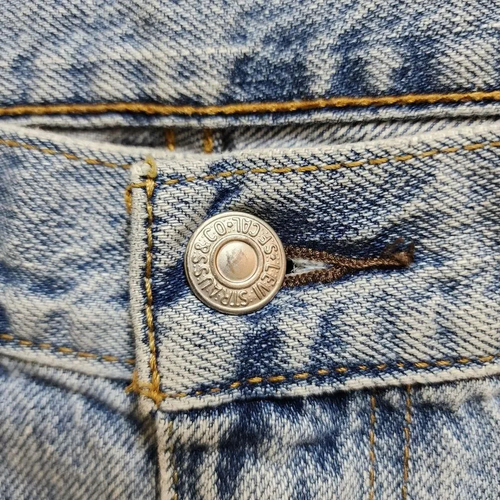Levi's 505 Jean Shorts Mens Sz 38 Blue Cotton Denim Zip Distressed Casual